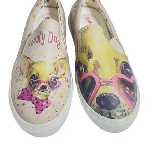 Goby Lucky Dog Chihuahua Genuine Leather Cute Slip-On Shoes Loafers 38‎ 8